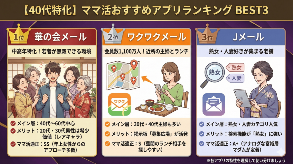 【40代特化】ママ活におすすめの出会いアプリランキング